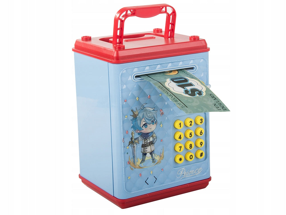 Pusculita tip seif, Zola®, deschidere cu pin, sunete si lumina, plastic, 18 x 10 x 12 cm, albastru Pusculita tip seif, Zola®, deschidere cu pin, sunete si lumina, plastic, 18 x 10 x 12 cm, albastru